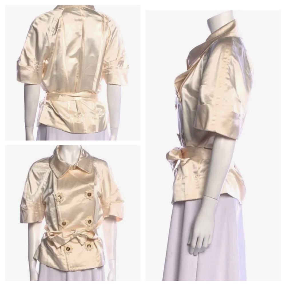 Roberto Cavalli Silk Floral Double Breasted Belted Blazer/top Size 40 IT - Picture 17 of 17